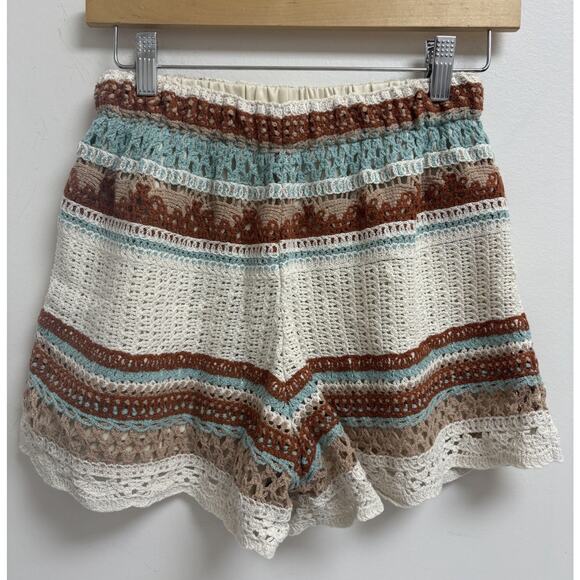 Rebellion Azynian Women's Crochet Shorts Small Boho Festival Cream Multicolor - Picture 1 of 6